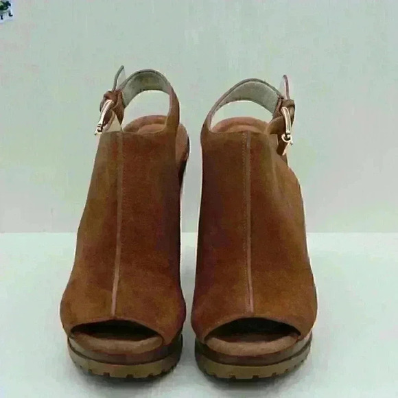 Michael Kors Women's Brown Suede Leather Rubber Outsole Block Heel Sandal Size U - Picture 5 of 11